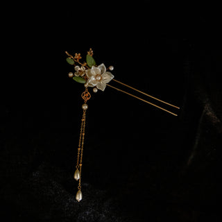 Camellia hairpin with tassel 山茶花流苏发钗