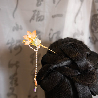 Lotus flower hairpin 莲叶何田田流苏发簪