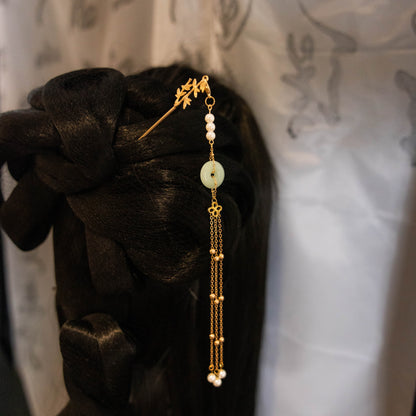 Peace buckle long tassel hairpin 平安扣长流苏发簪