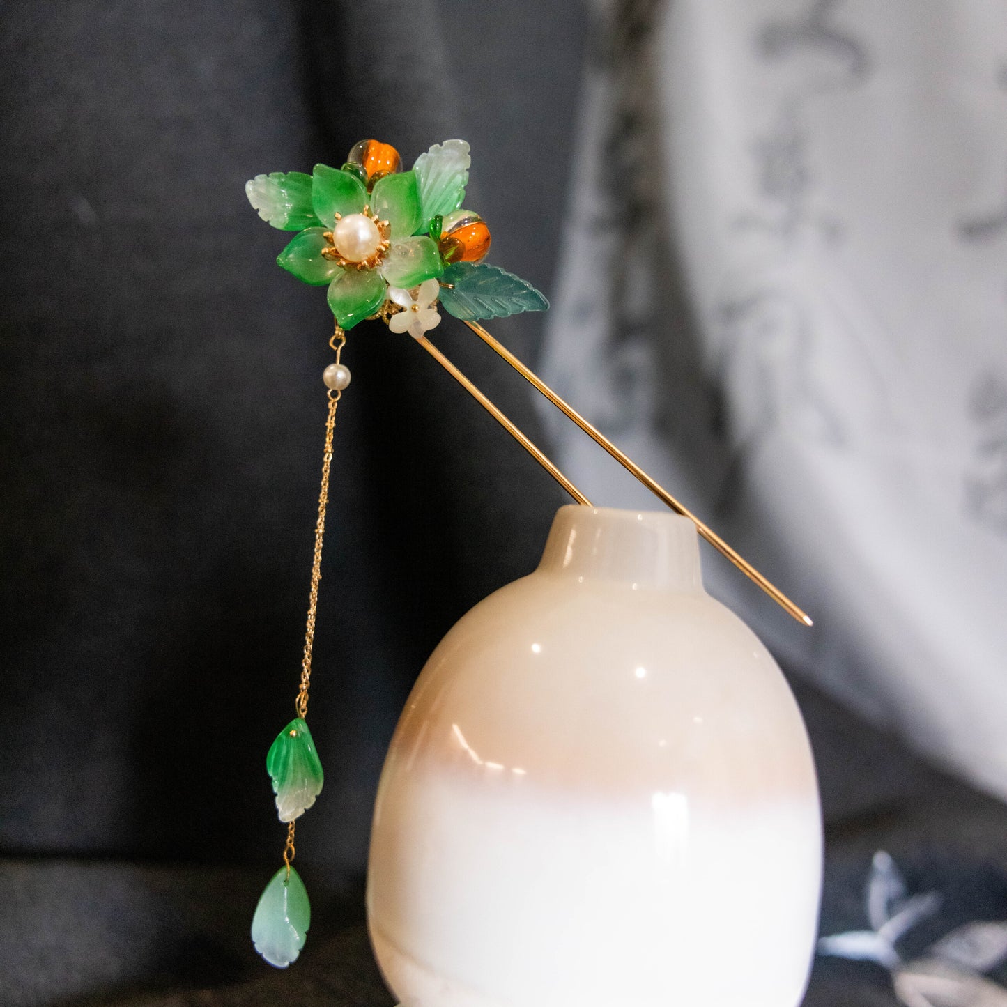 Glaze glass persimmon hairpin 柿柿如意琉璃发钗