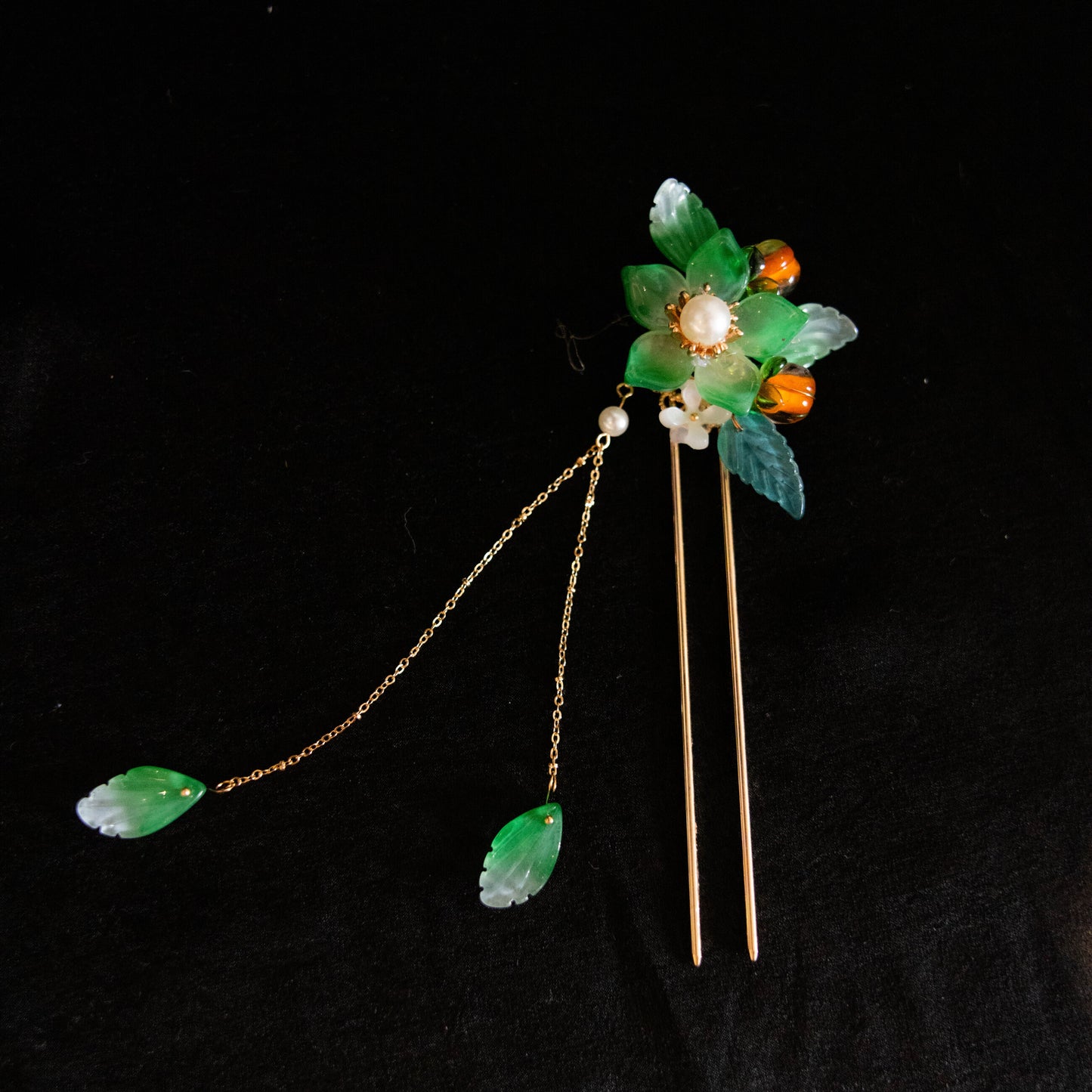 Glaze glass persimmon hairpin 柿柿如意琉璃发钗