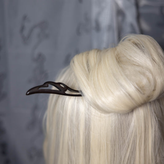 Ebony wood hairpin, feather 黑檀木发簪-羽毛