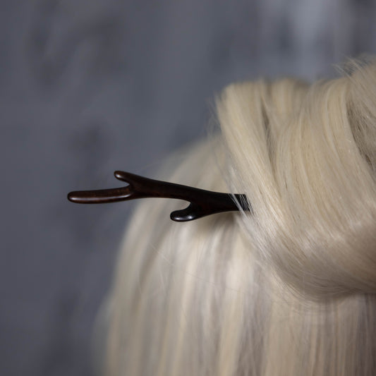 Ebony wood hairpin, dragon horn 黑檀木发簪-龙角