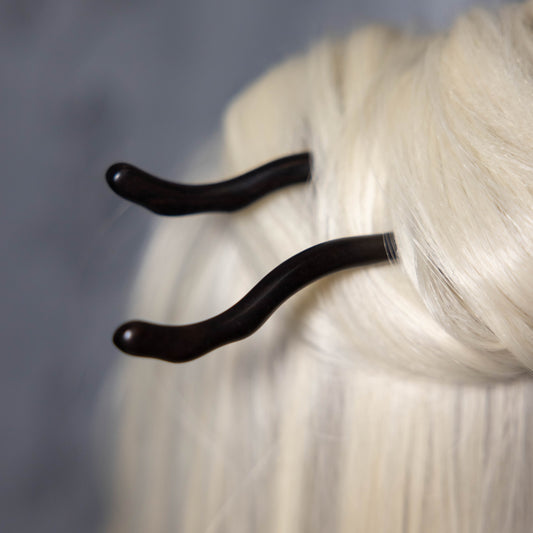 Ebony wood hairpin, wave 黑檀木发簪-天枝